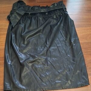Time and Tru Black Faux Leather Pencil Skirt